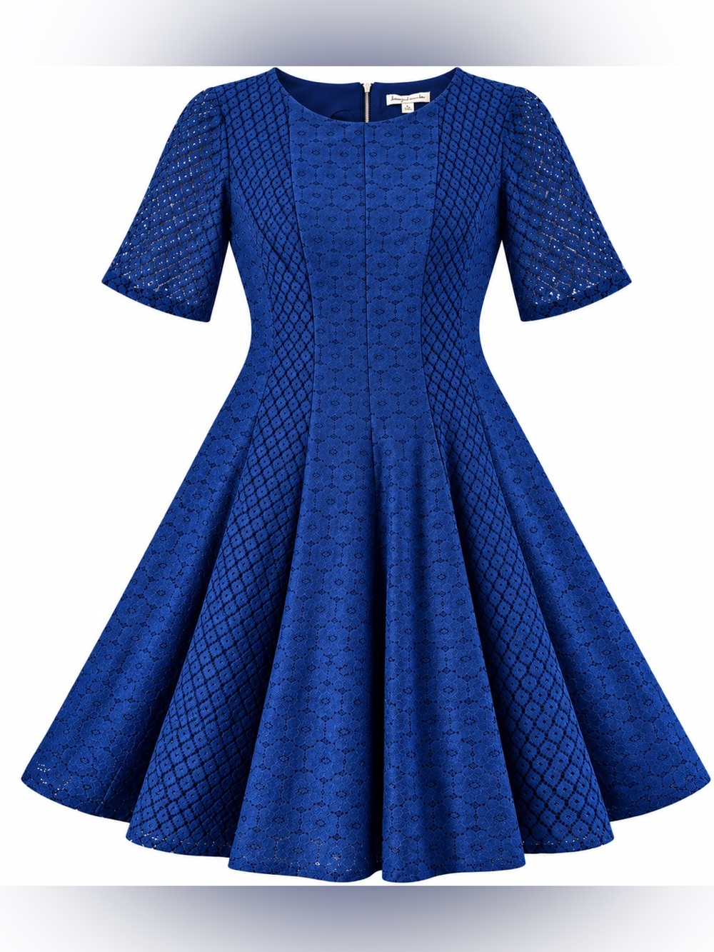 Danny & Nicole Womens S Size 6 Blue Lace Lined Fit & Flare Dress Short Sleeve